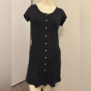 Brandy Melville navy pokadot button down dress